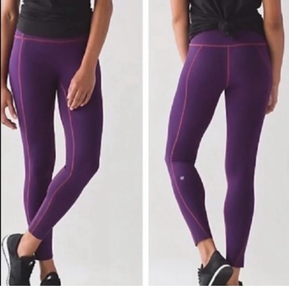LULULEMON LIKE NOTHING DARK MAGENTA COLOR 25” LEGGING SIZE 4 WAIST 12.5” EUC